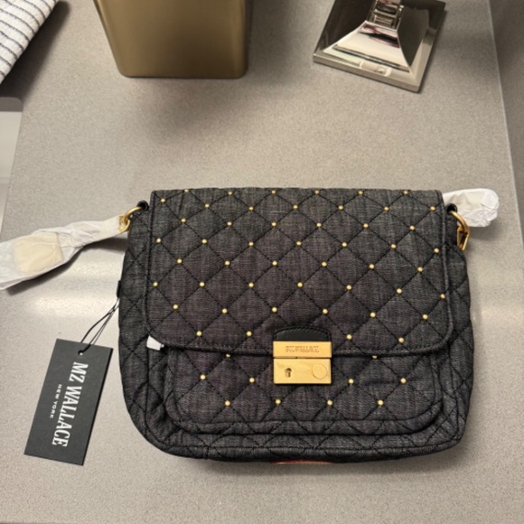 MZ WALLACE Crosby Lock Medium Studded Crossbody Bag-NWT - Picture 2 of 3